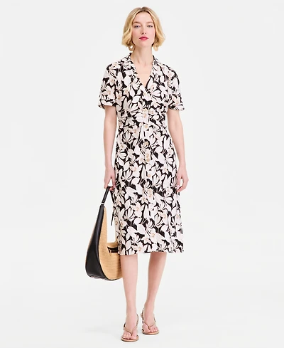 I.n.c. International Concepts Women's Printed Button-Front Midi Dress, Macy's Exclusive