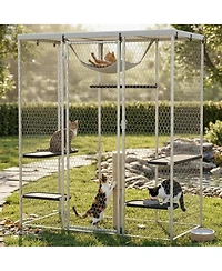 Zeus and Ruta Outdoor Walk In Cat Cage for Patio Large Pet Enclosure Backyard Playpen