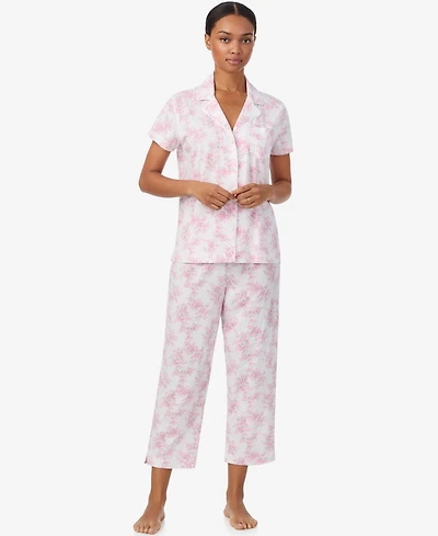 Lauren Ralph Women's Cropped Short Sleeve Pajama Set