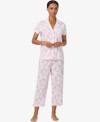 Lauren Ralph Women's Cropped Short Sleeve Pajama Set