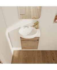 Busdays Soft Close Doors Bathroom Vanity With Sink,16 Inch For Small Bathroom