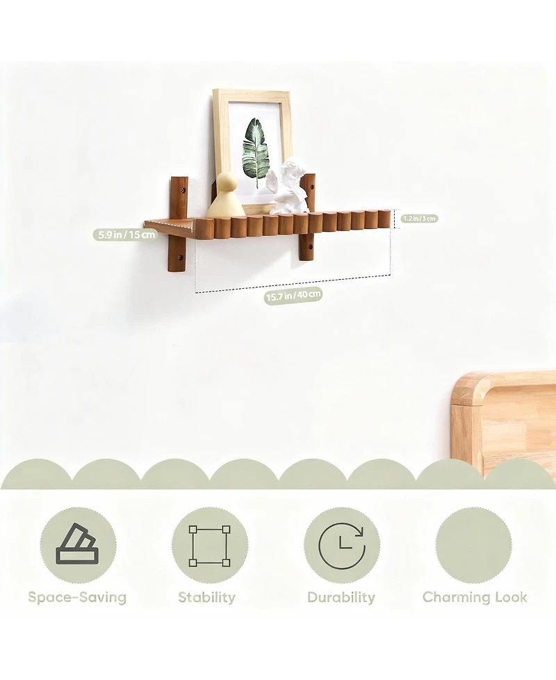 Yigii Modern Scalloped Wall Shelf for Home Decor