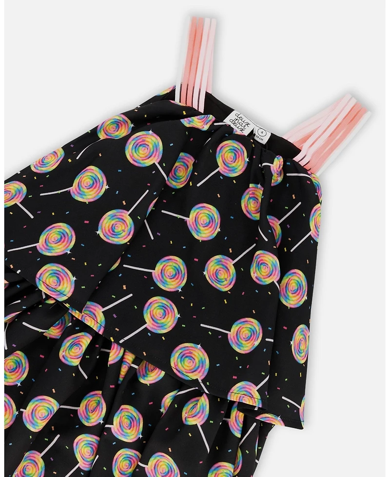 Deux par Deux Little Girls Woven Dress Lollipop Print