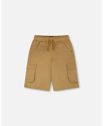 Deux par Little Boys Stretch Twill Bermuda with Cargo Pockets Beige
