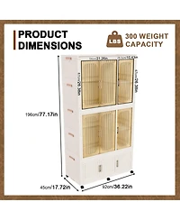 Boyel Living Portable Wardrobe Closet with 9 Magnetic Doors, 2 Hanging Rods & 6 Hangers