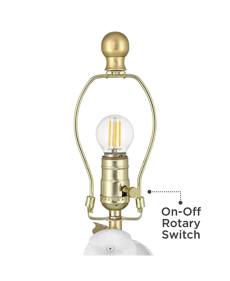 360 Lighting Descanso 21" High Gold and White Flower Table Lamp Set of 2