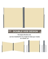 Outsunny Double Retractable Patio Side Awning w/ Uv-Resist Screen,