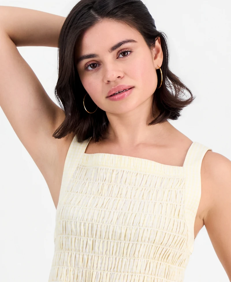 And Now This Petite Cotton Gingham Smocked Peplum Top, Macy's Exclusive