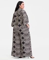 I.N.C. International Concepts Plus Size Printed 3 4 Sleeve Button Front Shirt Printed High Rise Wide Leg Pants Macys Exclusive