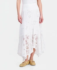 And Now This Petite Asymmetric Floral Cutwork Pull-On Skirt, Macy's Exclusive
