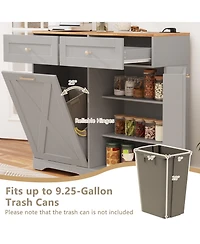 Sugift Tilt Out Trash Can Cabinet with Power Outlets and Shelf