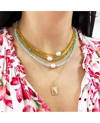 The Lovery Blue Topaz Bead Pearl Necklace 14K Gold