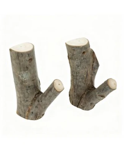 Yigii 2 Piece Real Wood Branch Wall Hooks With Barkrustic Decor