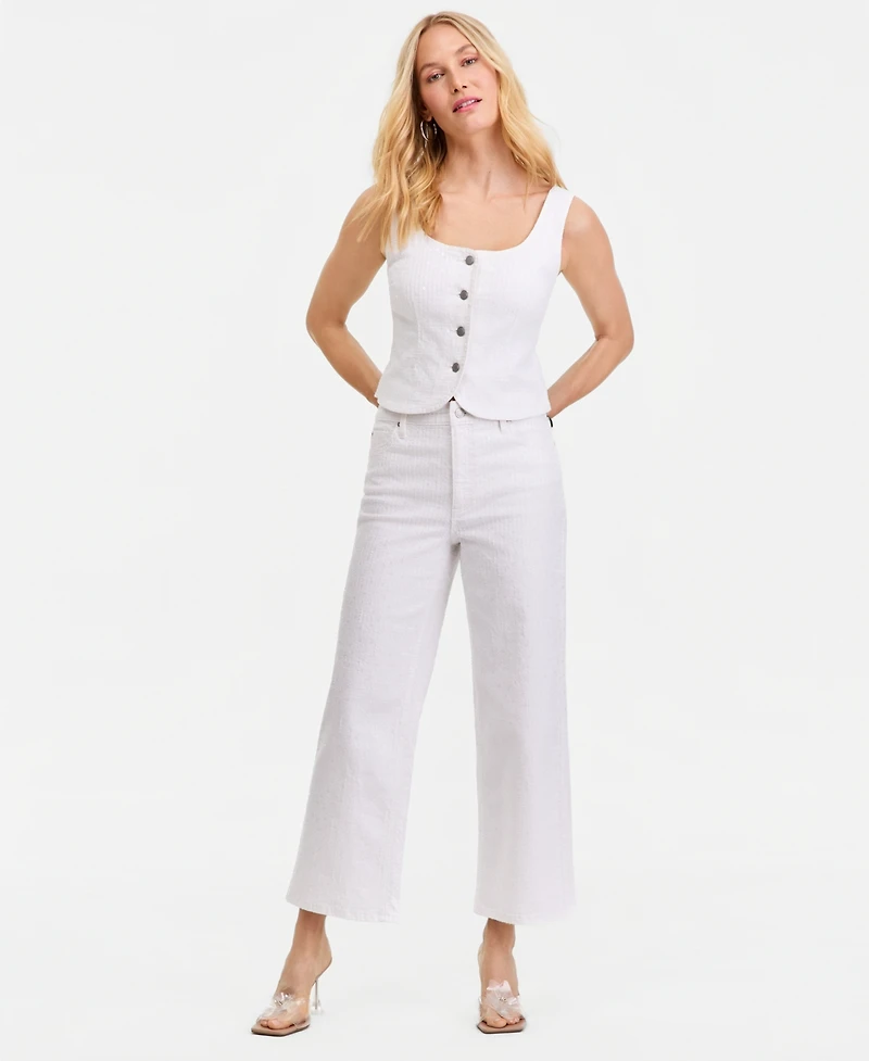 I.n.c. International Concepts Women's Wide Leg Sequin Embellished Ankle Jean, Macy's Exclusive