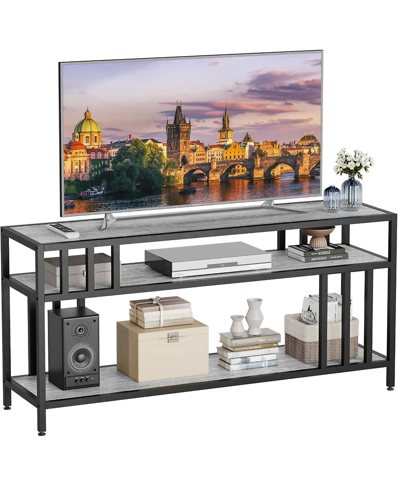 gaomon 65" Tv Stand for TVs up to 75", Entertainment Center with Shelves, Quadruple-Tube Support for Living Room
