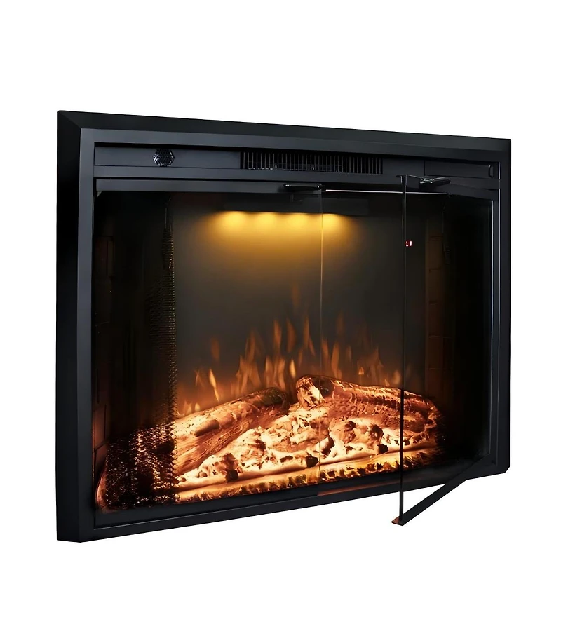 33" Recessed-in Realistic Flame Electric Fireplace with Adjustable Heat, Timer