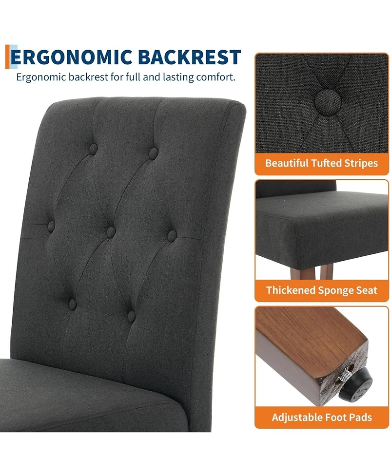 gaomon Parsons Button Tufted Dining Chairs Set of 6, Upholstered Fabric Kitchen with Wood Legs and Padded Seats, Living Room Furniture