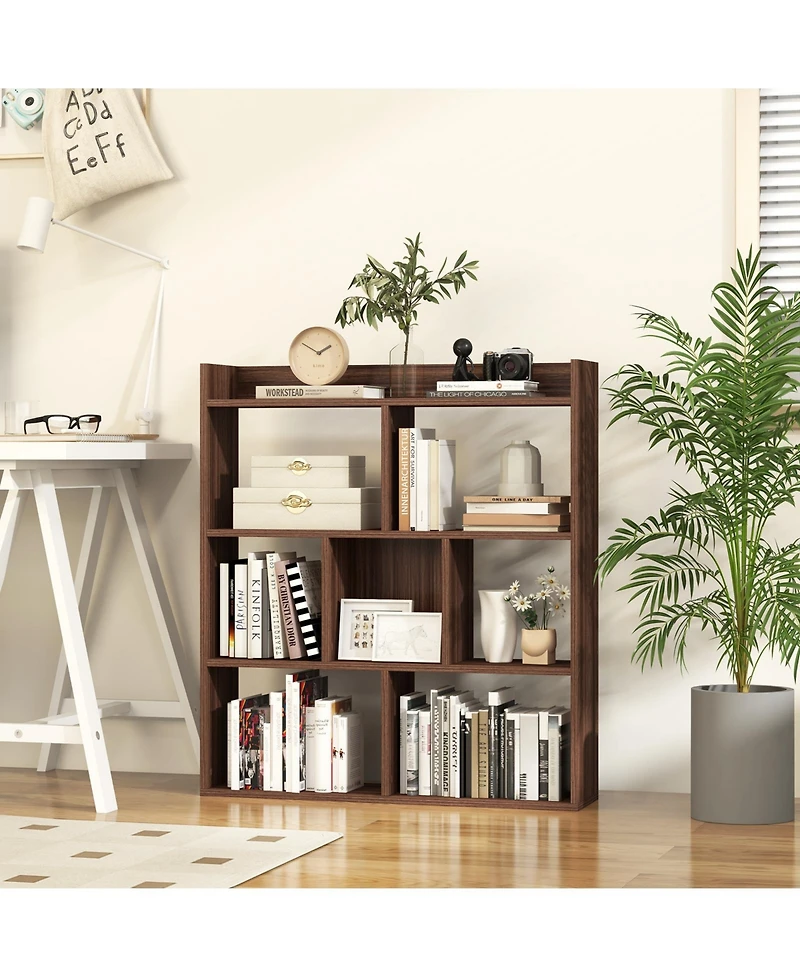 Slickblue 7 Cube Open Back Bookshelf with Anti Tip Safety Wall Anchor