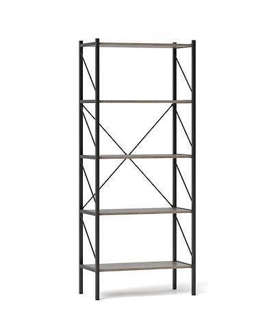 Slickblue 5 Tier Open Shelf Bookcase with Heavy Duty Metal Frame