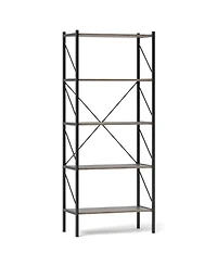 Slickblue 5 Tier Open Shelf Bookcase with Heavy Duty Metal Frame