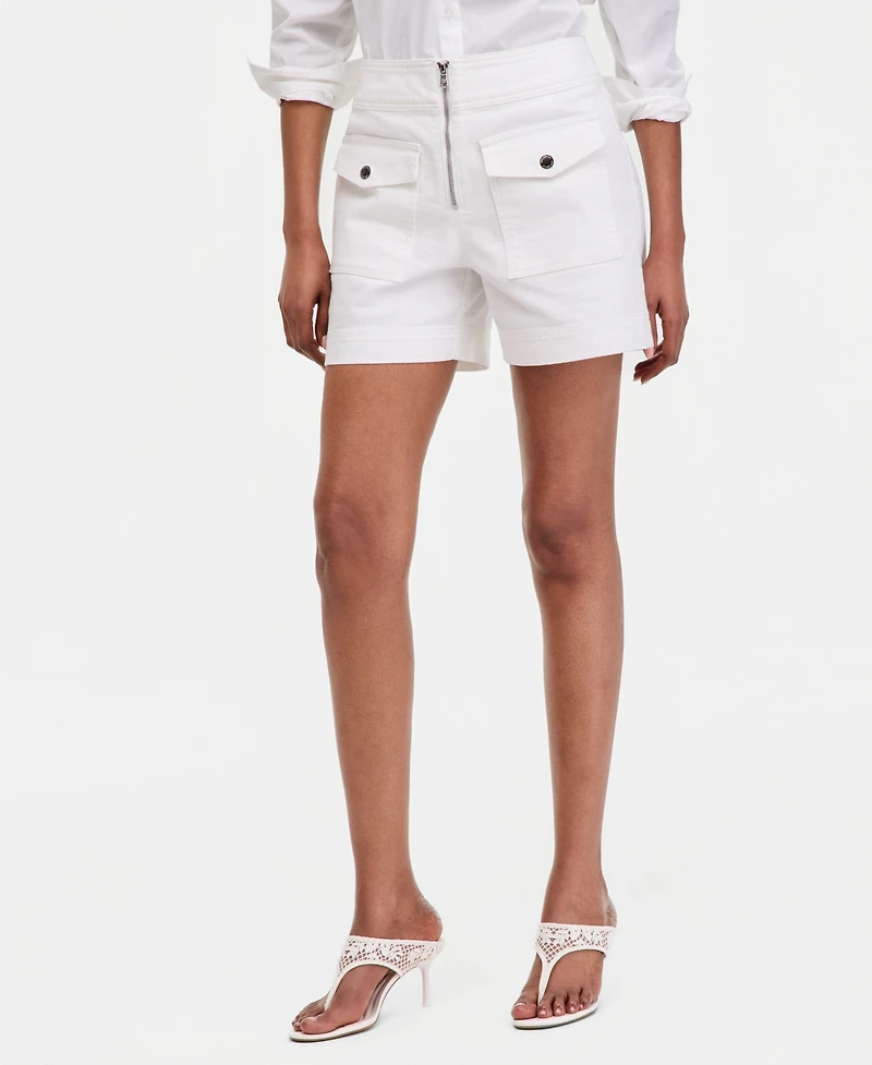 I.n.c. International Concepts Women's Zip-Front Patch Pocket Denim Shorts, Macy's Exclusive