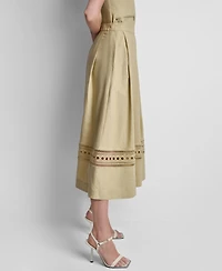 Dkny Women's Loop Embroidered Pleated Midi Skirt