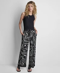 Dkny Women's Printed Drawstring Waist Pants