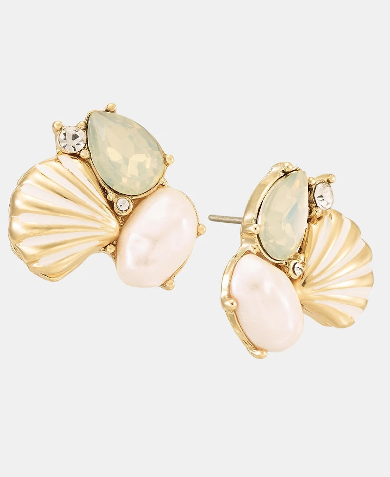 lonna & lilly Stone Cluster Shell Stud Earrings