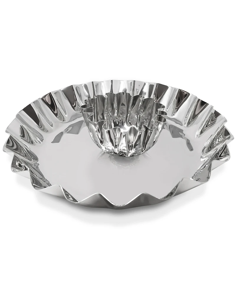 Classic Touch Stainless Steel Chip and Dip Bowl, 14.25"