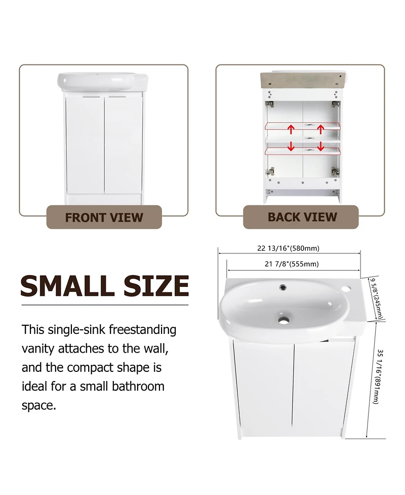 Busdays 23" Freestanding Bathroom Vanity with Sink, Soft Close Doors