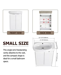 Busdays 23" Freestanding Bathroom Vanity with Sink, Soft Close Doors