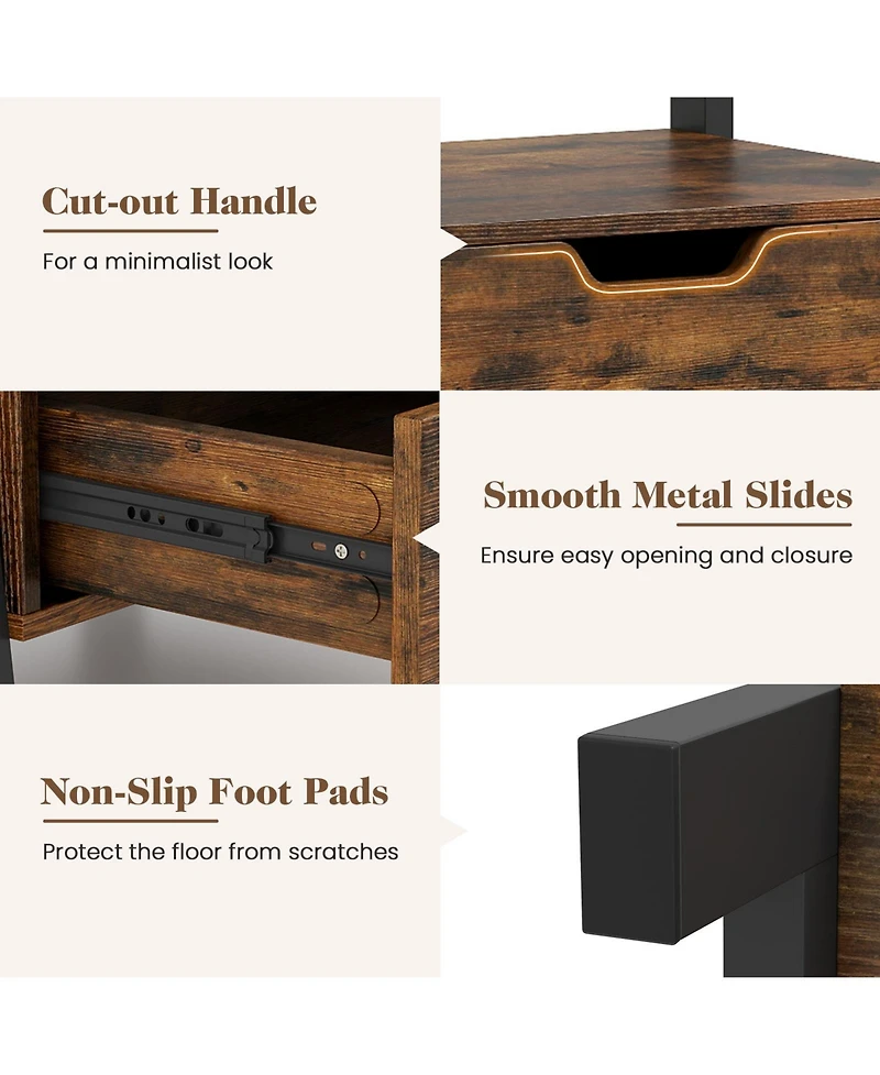 Sugift Freestanding Ladder Shelf with Drawers and Storage Shelves