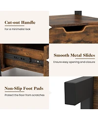 Sugift Freestanding Ladder Shelf with Drawers and Storage Shelves