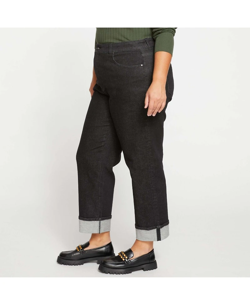 Universal Standard Women's Stevie High Rise Cuffed Straight Leg Jeans