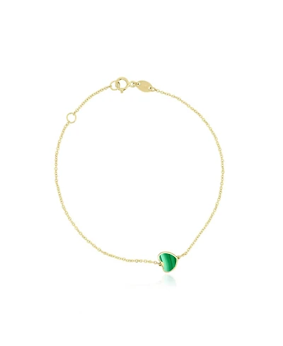 The Lovery Mini Malachite Single Heart Bracelet 14K Gold