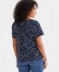 Style & Co Women's Printed Gauze Flutter-Sleeve Top, Macy's Exclusive