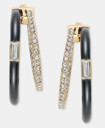 Karl Lagerfeld Paris Medium Pave & Color Split-Hoop Earrings, 1.22"