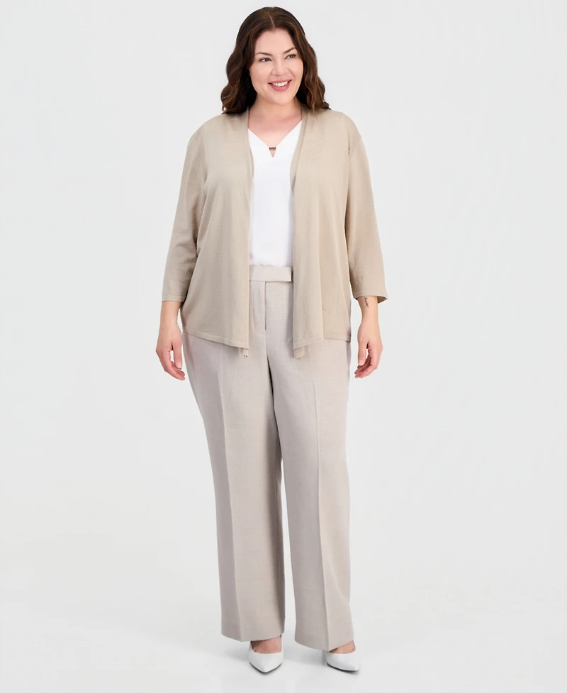 Kasper Plus Open-Front Cardigan