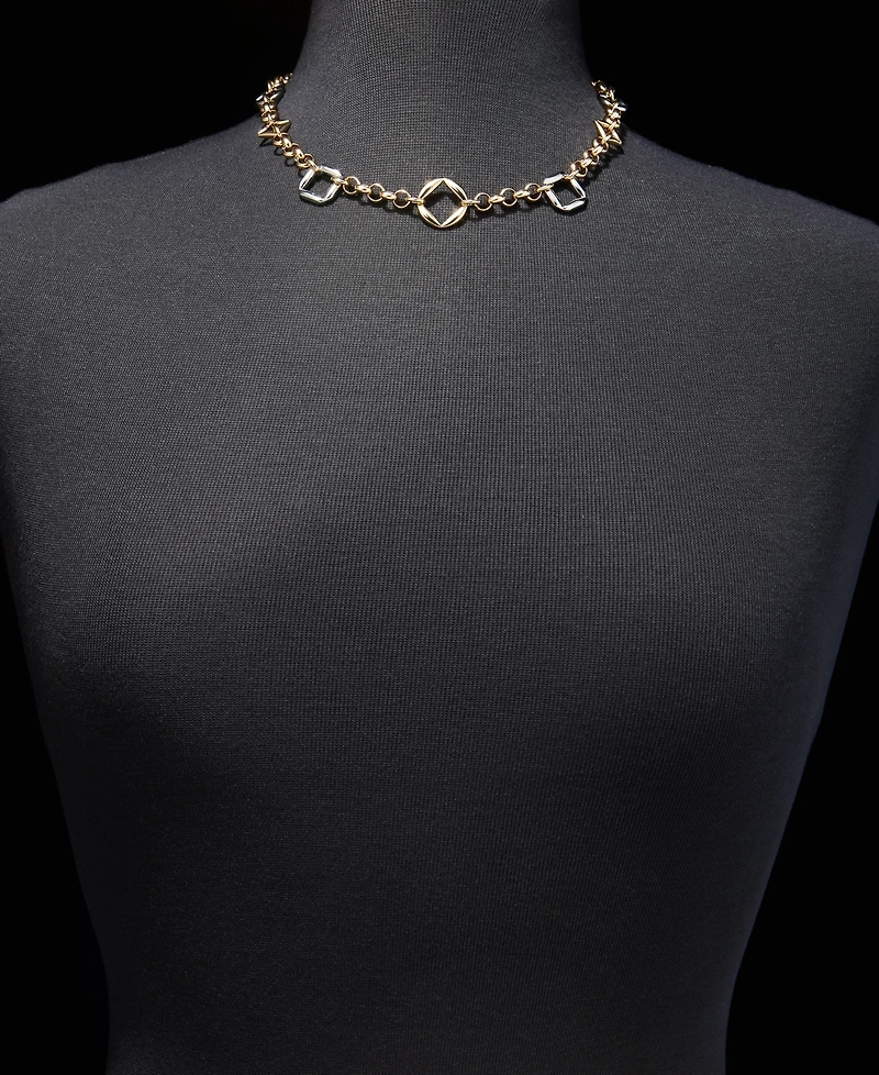 Karl Lagerfeld Paris Puffy Geometric Link Collar Necklace, 16" + 3" extender