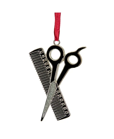 Northlight Plated Barber Scissors and Comb Christmas Tree Ornament with European Crystals