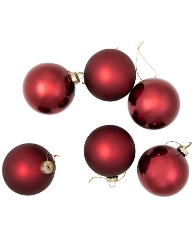 Northlight 6 Count 2- Finish Glass Ball Christmas Ornaments 80mm Set, 3.25"