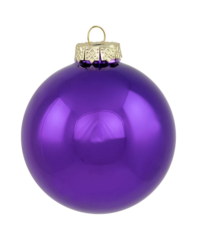 Northlight 6-Piece Shiny and Matte Purple Glass Ball Christmas Ornament Set 3.25" 80mm
