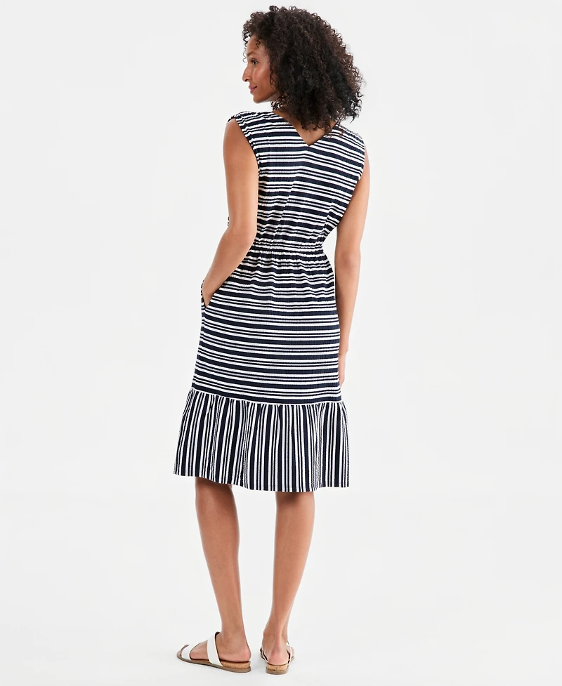 Style & Co Women's Striped Tie-Waist Midi Dress, Macy's Exclusive