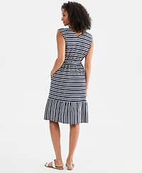 Style & Co Women's Striped Tie-Waist Midi Dress, Macy's Exclusive