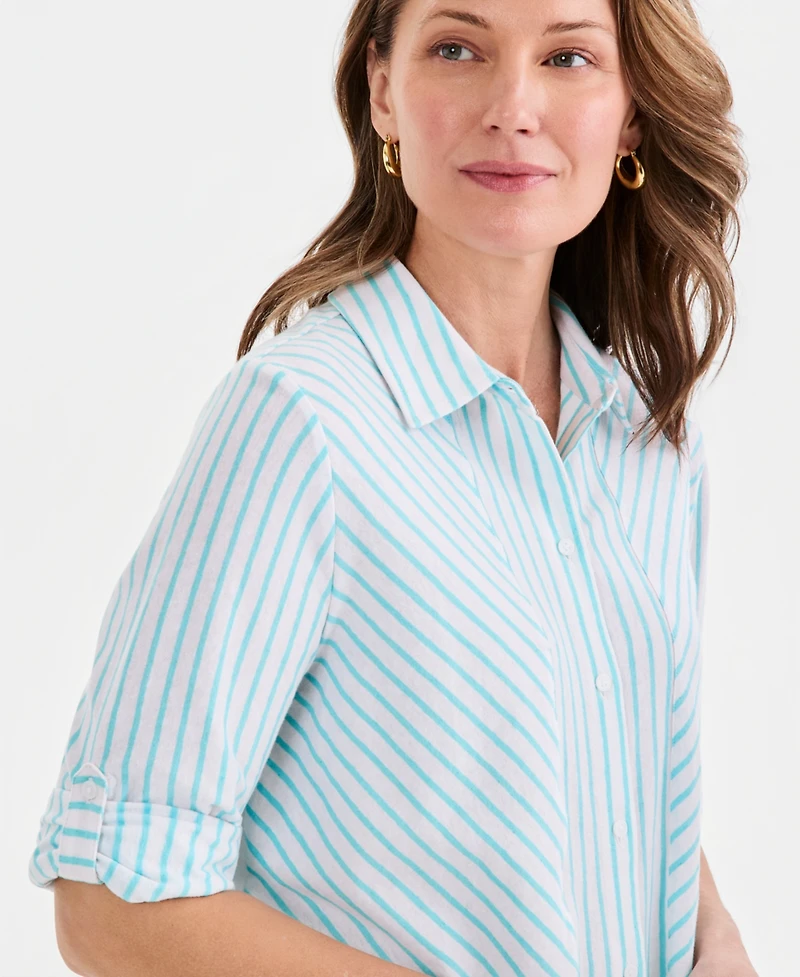 Style & Co Petite Collared Neck Button-Down Top, Macy's Exclusive