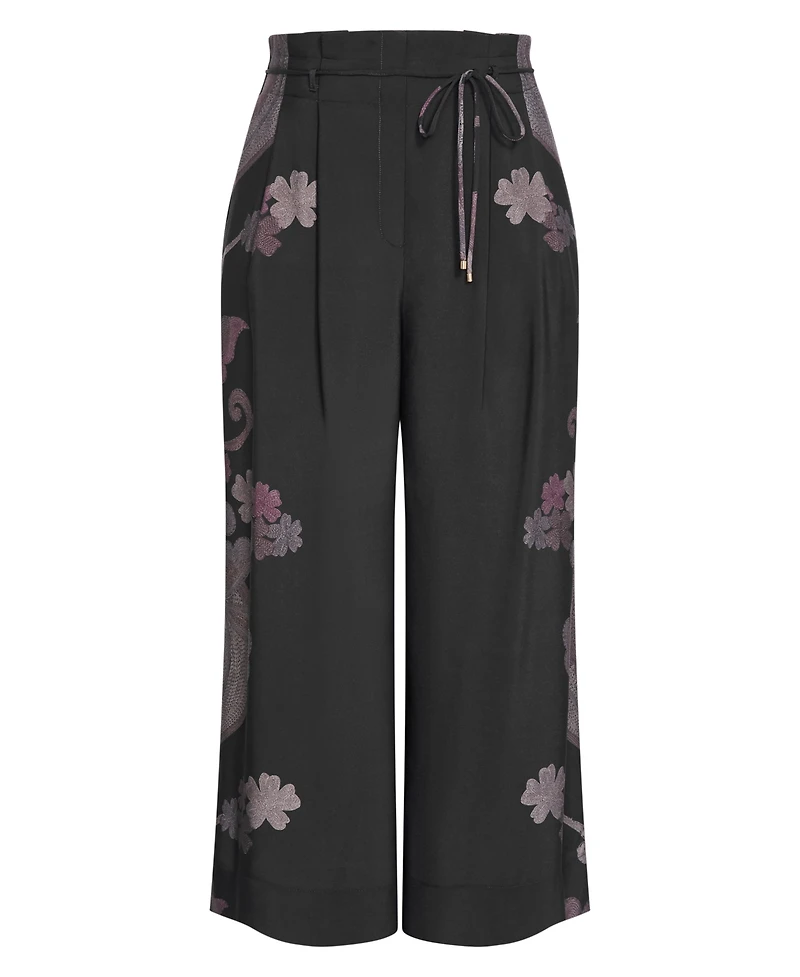 City Chic Women's Plus Size Eternal Side Print Wide Pant