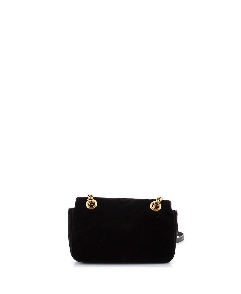 Pre-Owned Gucci Mini Gg Marmont Flap Bag Matelasse Velvet