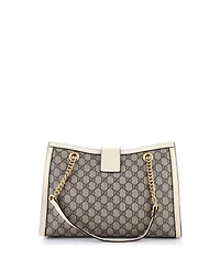 Pre-Owned Gucci Medium Padlock Chain Tote Gg Coated Canvas with Leather