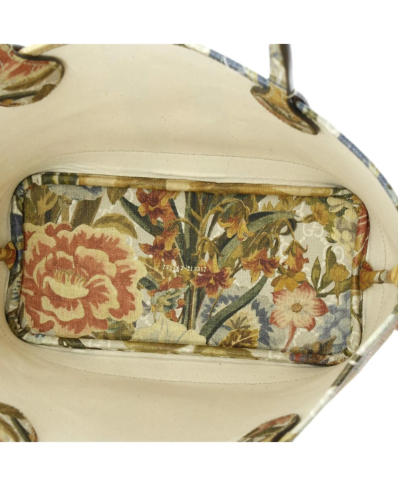 Pre-Owned Gucci Medium Ophidia Tote Water Flora Gg Coated Canvas