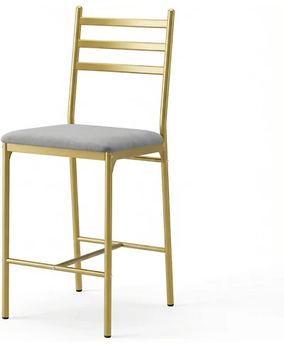 gaomon Set of 2 Modern Gold Bar Stools, Padded Seat, Iron Back, 250 lbs Capacity, Counter Height Kitchen Chairs